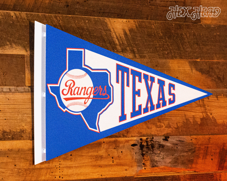 Texas Rangers "1993" 2 Layer Pennant 3D Vintage Metal Wall Art