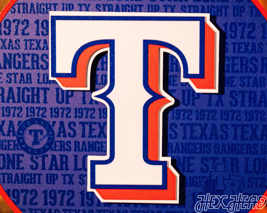 Texas Rangers CRAFT SERIES 3D Embossed Metal Wall Art