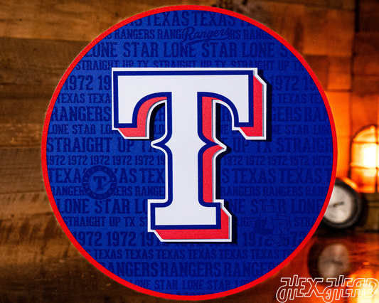 Texas Rangers CRAFT SERIES 3D Embossed Metal Wall Art