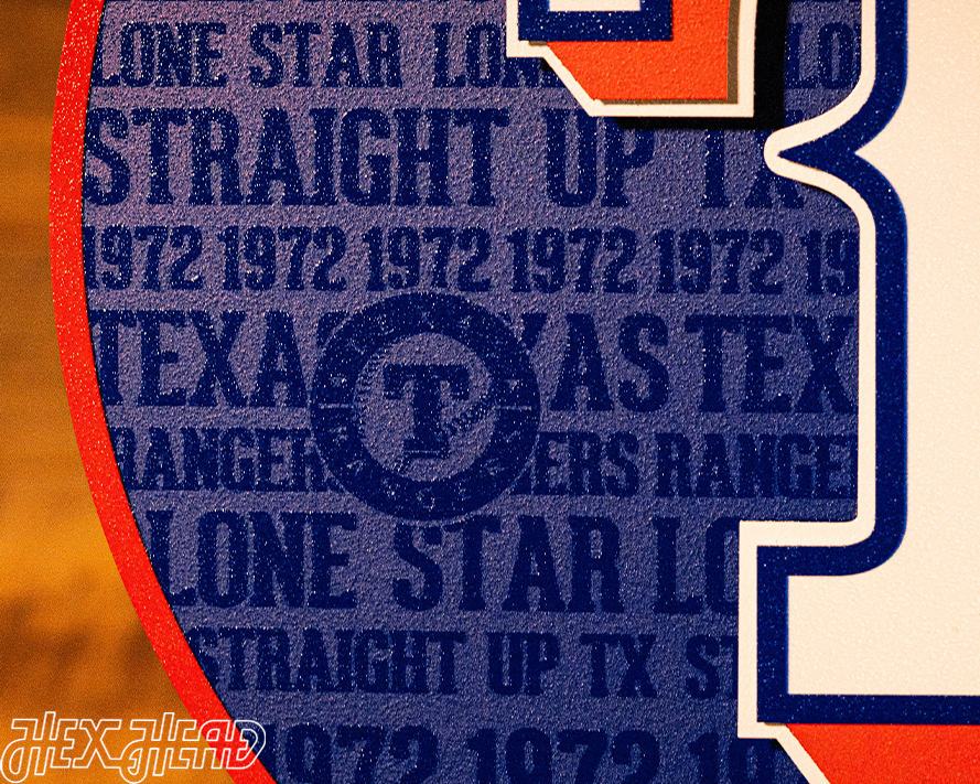 Texas Rangers CRAFT SERIES 3D Embossed Metal Wall Art