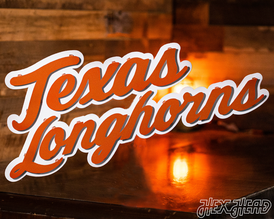 Texas Longhorns Script 3D Vintage Metal Wall Art