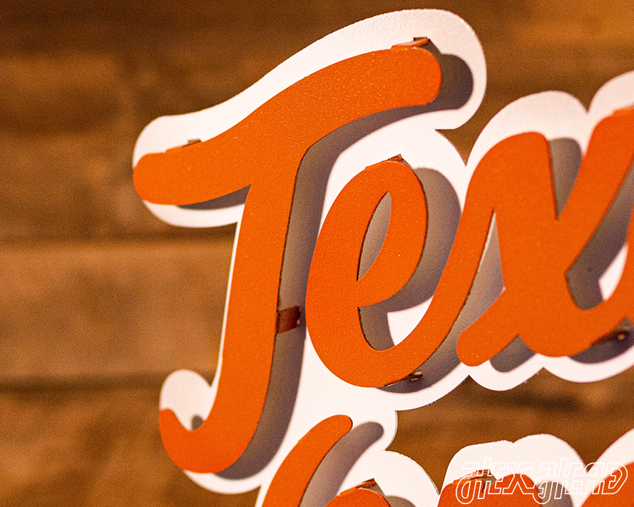 Texas Longhorns Script 3D Vintage Metal Wall Art