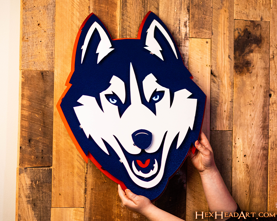 Connecticut UCONN Huskies Mascot 3D Metal Wall Art