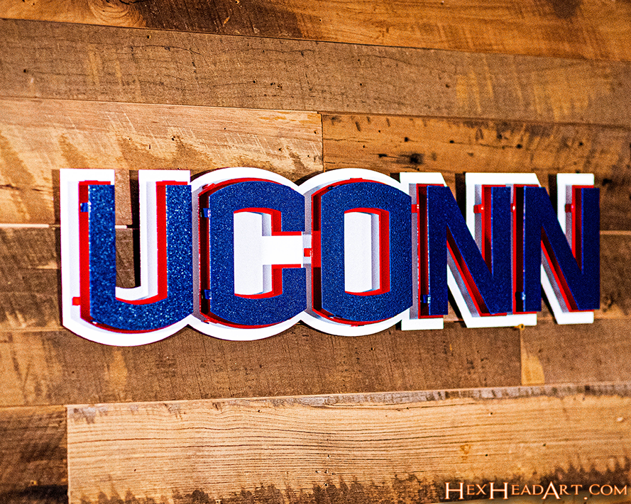 Connecticut Huskies "UCONN"  3D Vintage Metal Wall Art