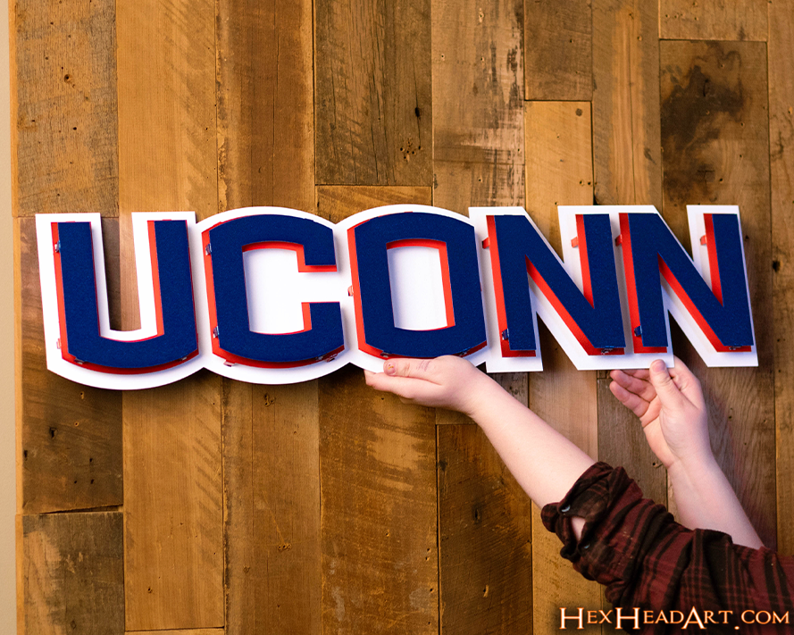 Connecticut Huskies "UCONN"  3D Vintage Metal Wall Art