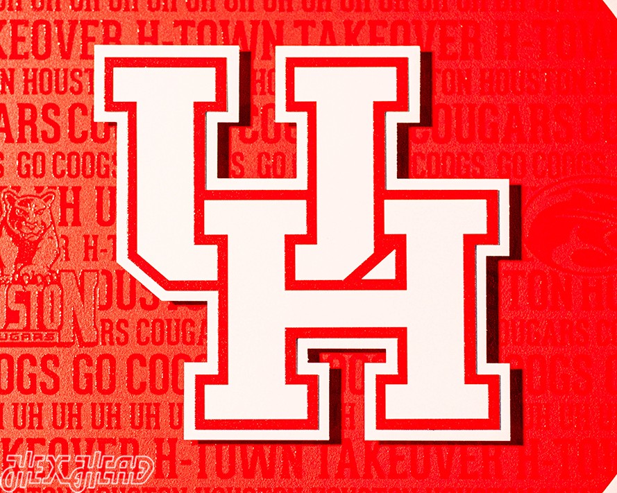 Houston Cougars CRAFT SERIES 3D Embossed Metal Wall Art