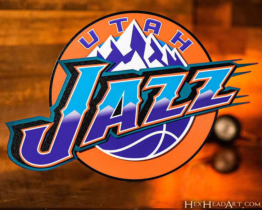 Utah Jazz Retro 1996 3D Vintage Metal Wall Art