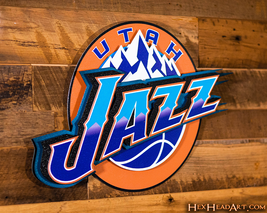 Utah Jazz Retro 1996 3D Vintage Metal Wall Art