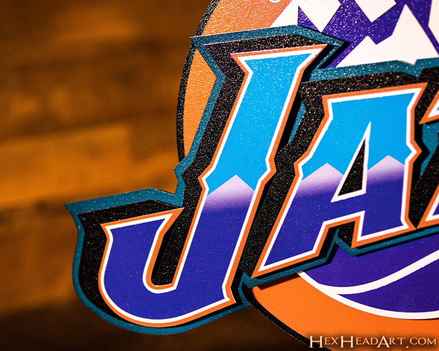 Utah Jazz Retro 1996 3D Vintage Metal Wall Art