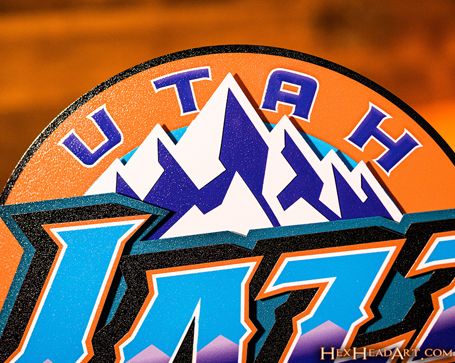 Utah Jazz Retro 1996 3D Vintage Metal Wall Art