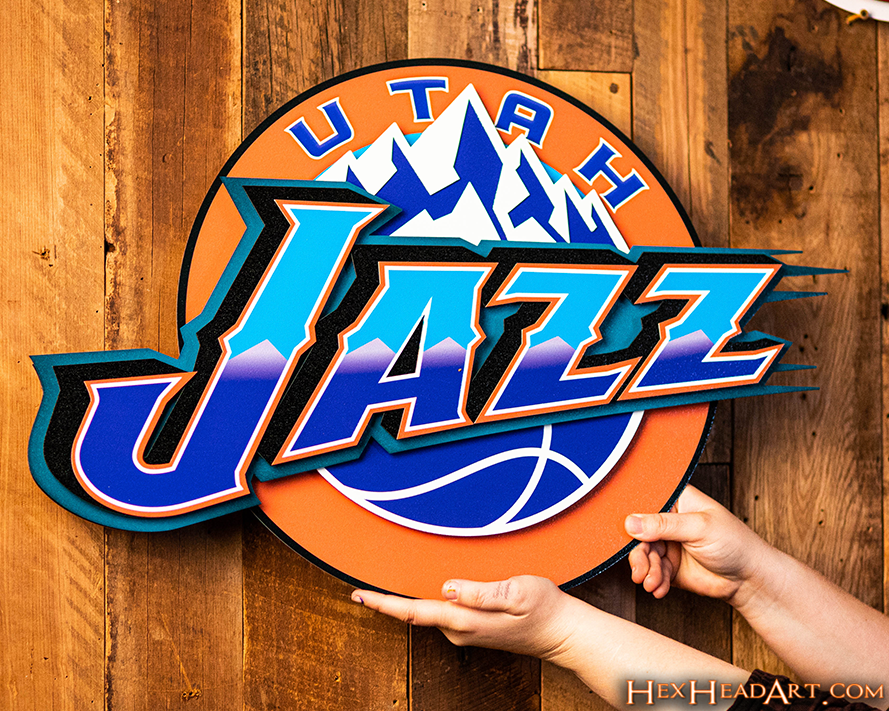 Utah Jazz Retro 1996 3D Vintage Metal Wall Art