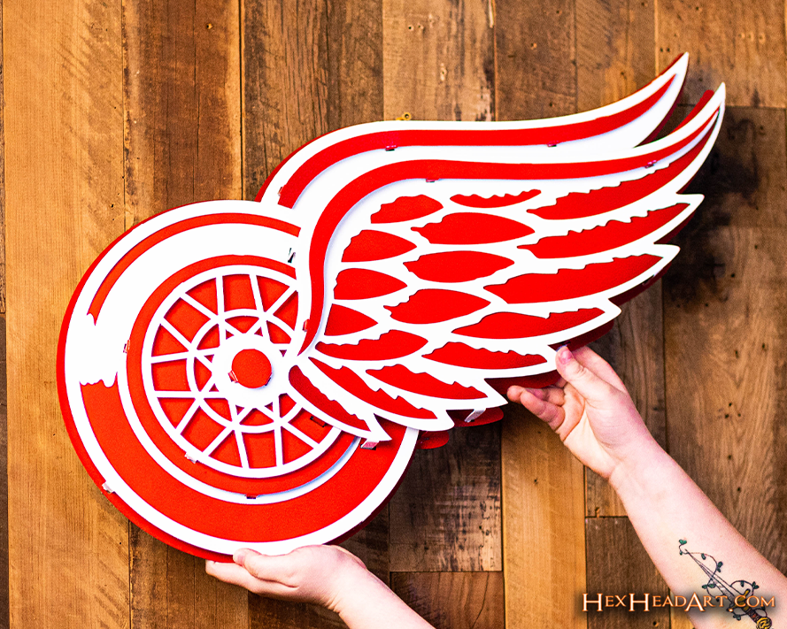 Detroit Red Wings 3D Vintage 9 LAYER Metal Wall Art