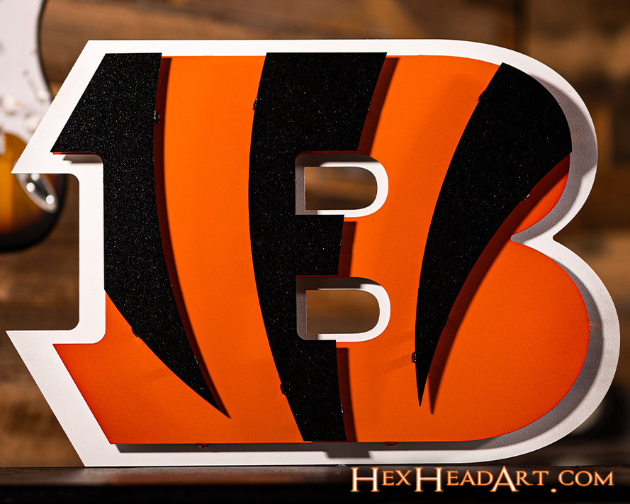 Cincinnati Bengals "Striped B" 3D Vintage Metal Wall Art