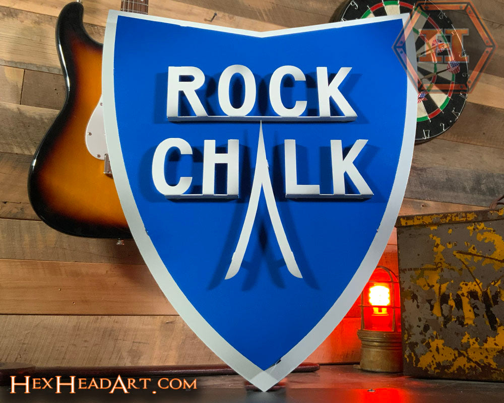 Kansas Jayhawks VAULT Rock Chalk 3D Vintage Metal Wall Art