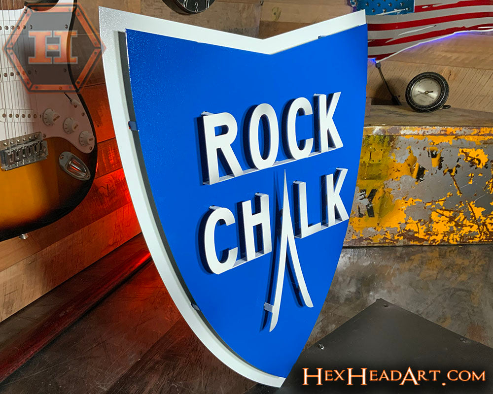 Kansas Jayhawks VAULT Rock Chalk 3D Vintage Metal Wall Art