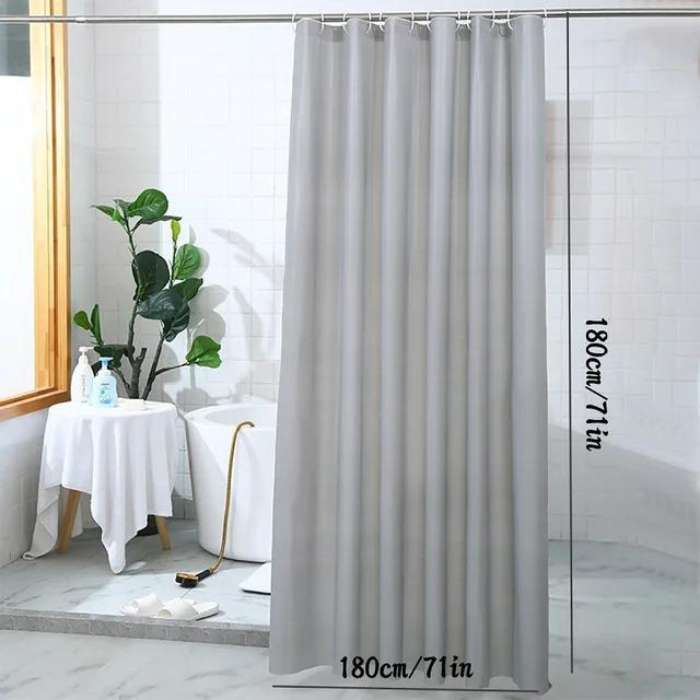 Chic Waterproof Shower Curtain: Heavy S Fold Wavy Design with Mildew Resistance - Includes Luxury Hooks