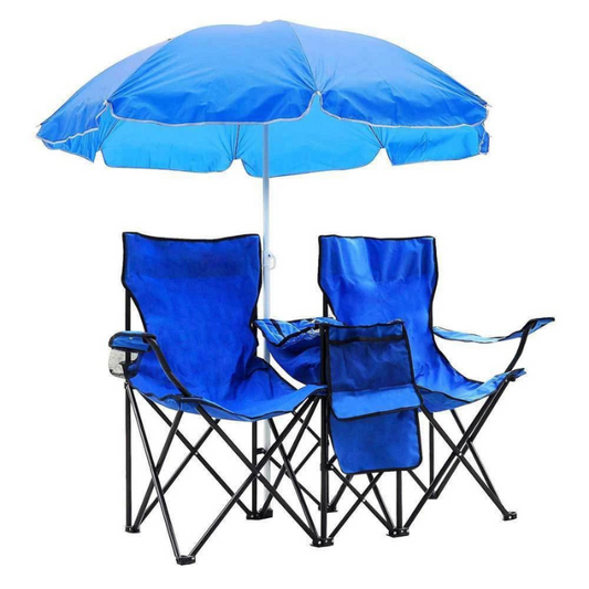 Best Blue Folding Chair with Removable Sun Umbrella for Outdoor Adventures