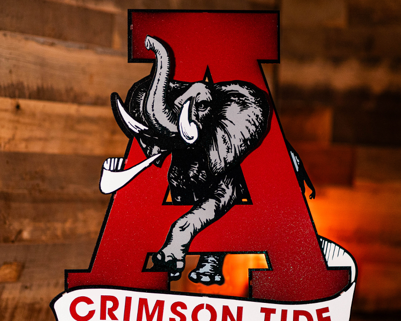 Alabama Crimson Tide VAULT "Elephant thru A" 3D Metal Wall Art