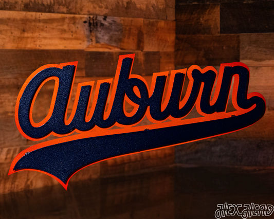 Auburn Tigers Cursive Script VAULT 3D Metal Wall Art 26" x 14"