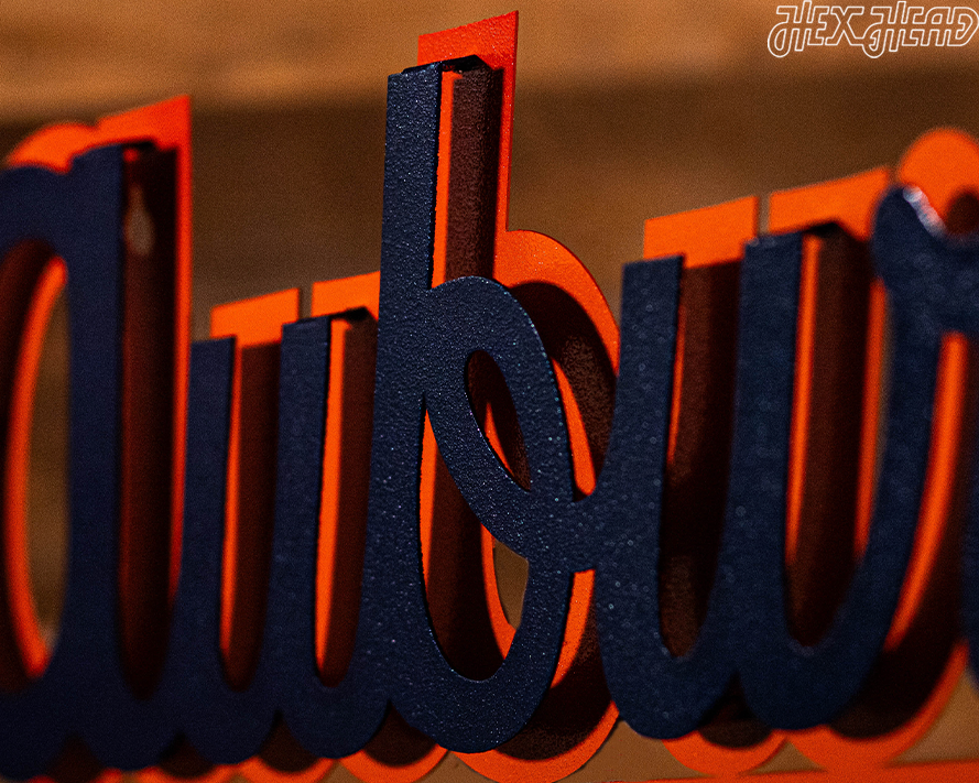 Auburn Tigers Cursive Script VAULT 3D Metal Wall Art 26" x 14"