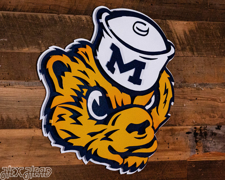 Michigan Wolverines VAULT Mascot 3D Vintage Metal Wall Art