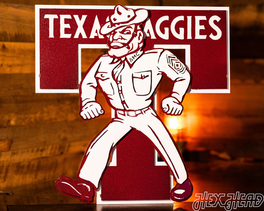 Texas A&M Aggies Vault "Ole Sarge" 3D Vintage Metal Wall Art