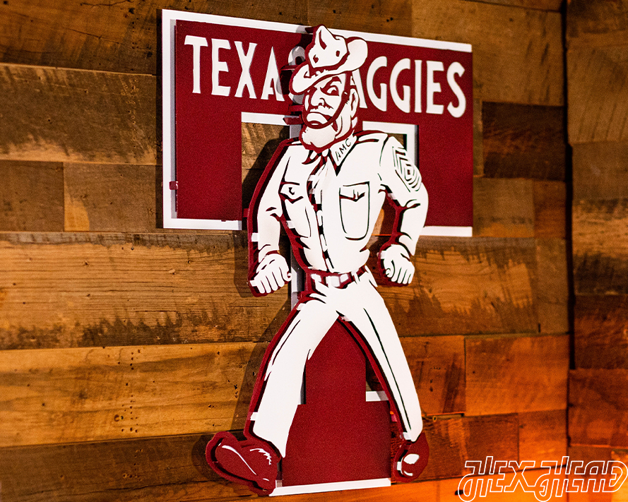 Texas A&M Aggies Vault "Ole Sarge" 3D Vintage Metal Wall Art