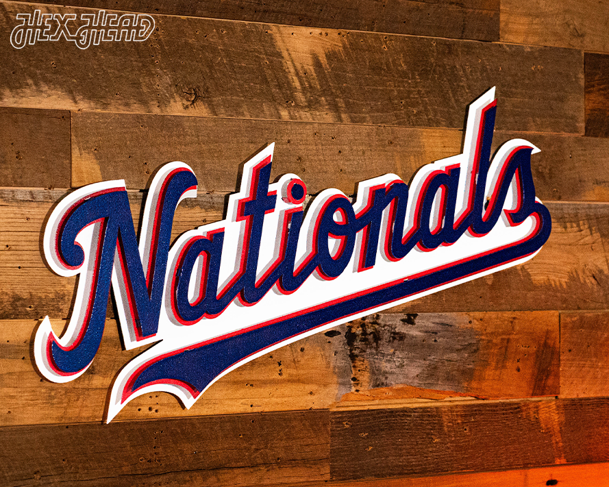 Washington Nationals 3 Layer "Nationals" Script 3D Metal Wall Art