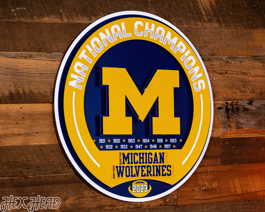 Michigan Wolverines "Hex Head Exclusive" DYNASTY 3D Metal Wall Art