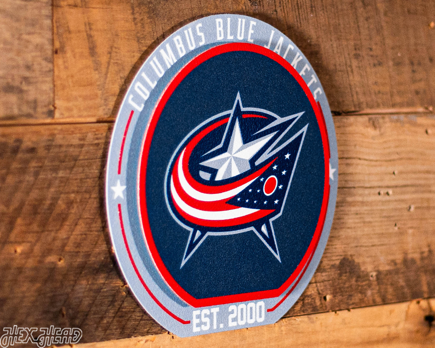 Columbus Blue Jackets "Double Play" On the Shelf or on the Wall Art