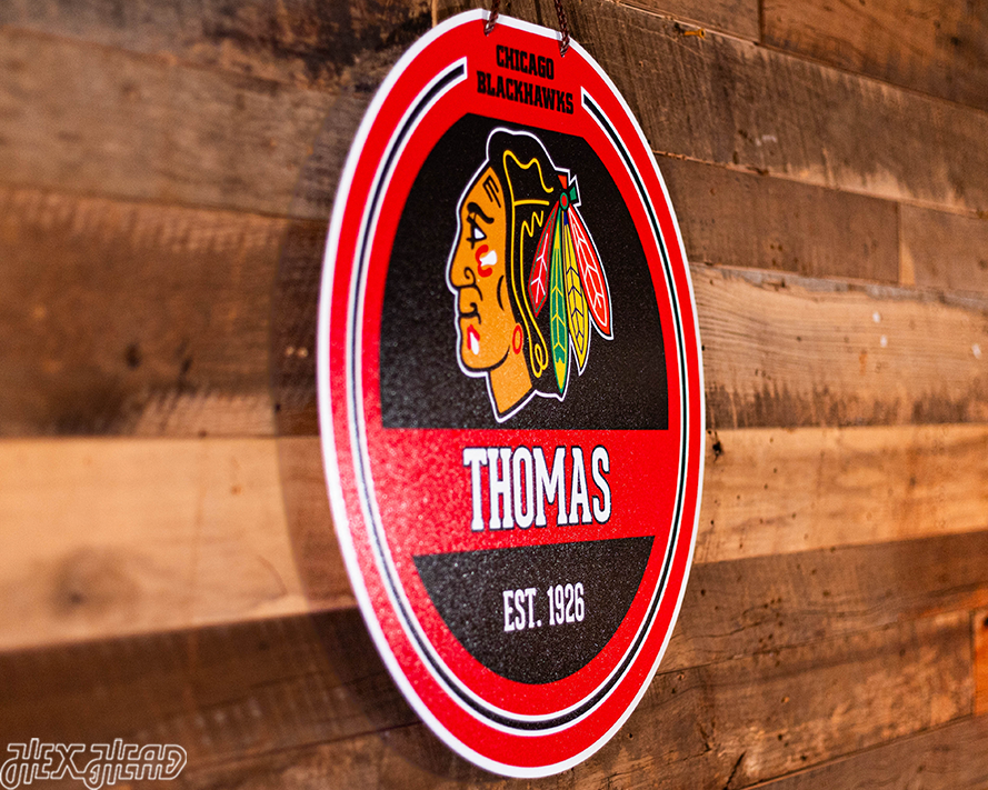 Chicago Blackhawks Personalized Monogram Metal Art