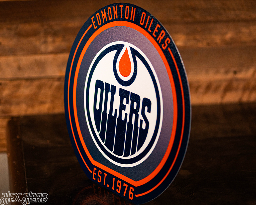 VARSITY Collection- SINGLE layer Edmonton Oilers Metal Wall Art