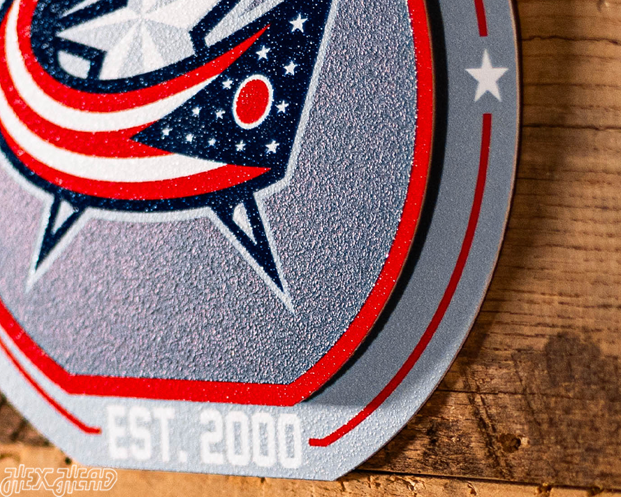 Columbus Blue Jackets "Double Play" On the Shelf or on the Wall Art