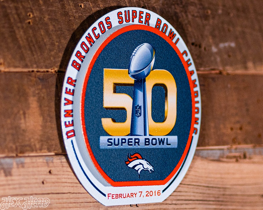 Denver Broncos Super Bowl 50 "Double Play" On the Shelf or on the Wall Art