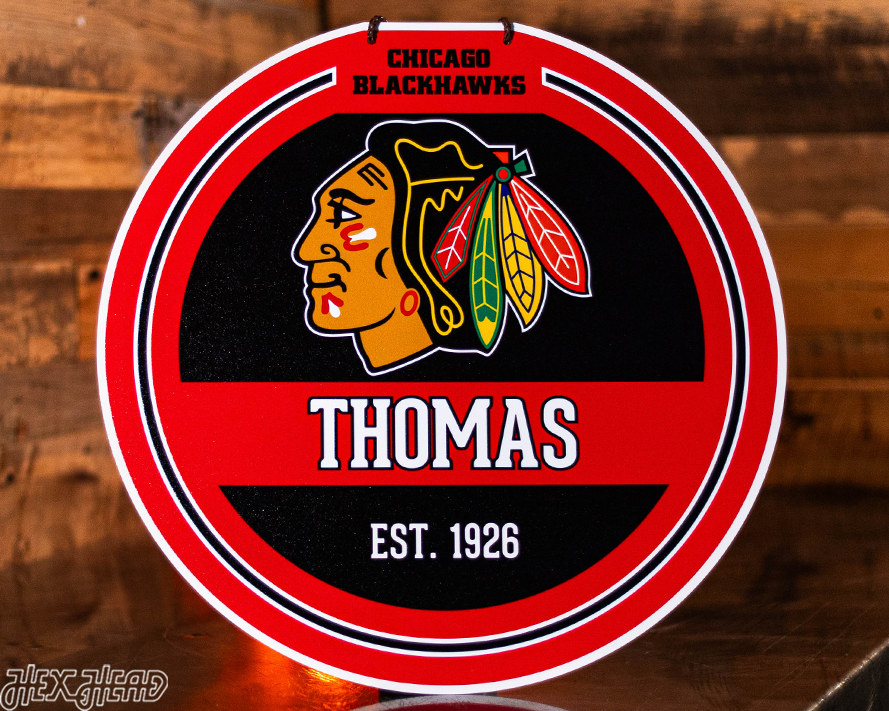 Chicago Blackhawks Personalized Monogram Metal Art