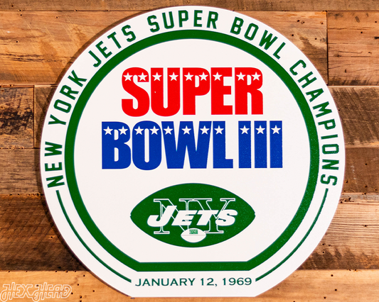 VARSITY Collection- Single Layer New York Jets Super Bowl III Metal Wall Art