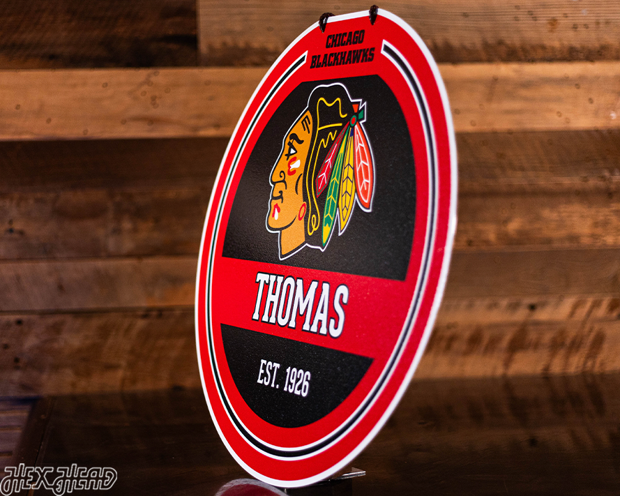 Chicago Blackhawks Personalized Monogram Metal Art