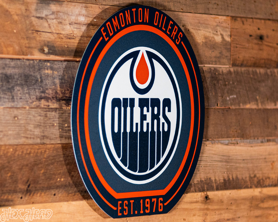 VARSITY Collection- SINGLE layer Edmonton Oilers Metal Wall Art