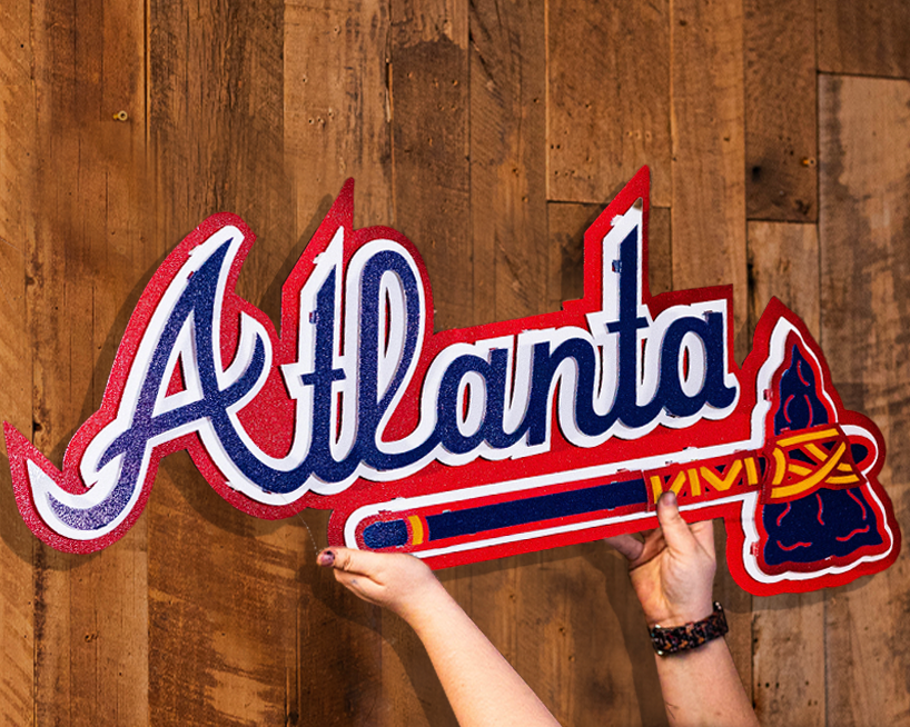 Atlanta Braves Script "ATLANTA" 3D Metal Wall Art