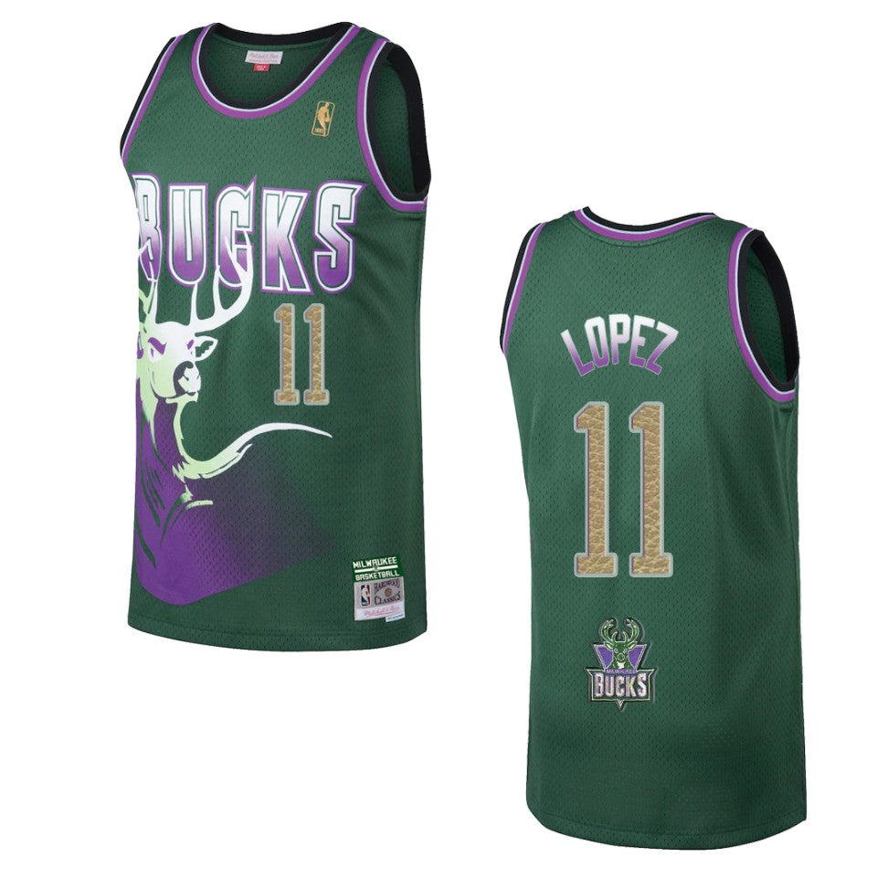 Bucks Brook Lopez 2021 Hardwood Classics Buckskins limited Jersey Green