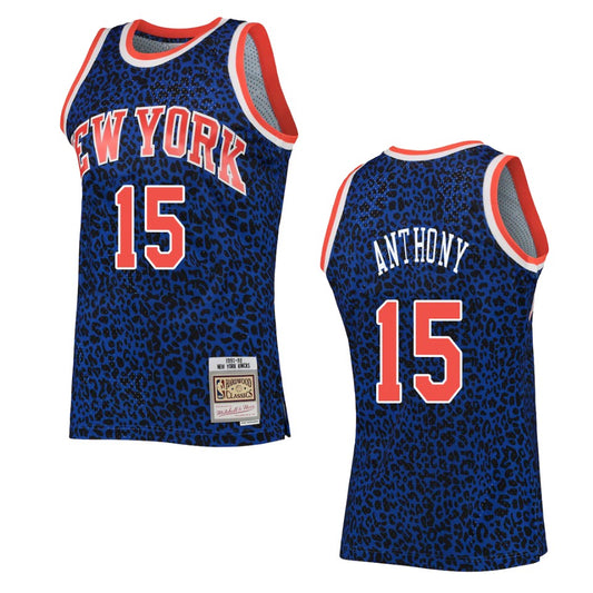 Carmelo Anthony New York Knicks Wildlife Hardwood Classics Jersey Blue