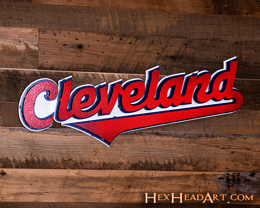 Cleveland Guardians Script "CLEVELAND"  3D Vintage Metal Wall Art