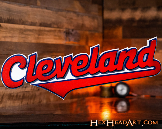 Cleveland Guardians Script "CLEVELAND"  3D Vintage Metal Wall Art