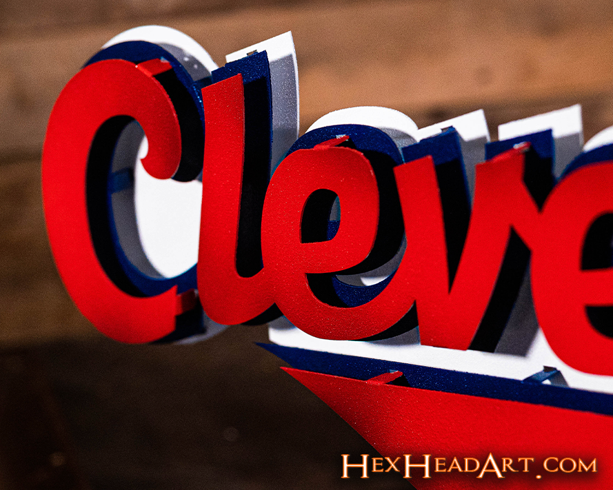 Cleveland Guardians Script "CLEVELAND"  3D Vintage Metal Wall Art