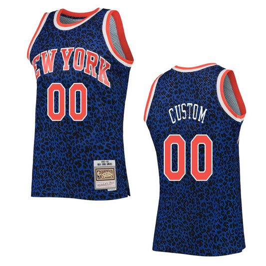 Custom New York Knicks Wildlife Hardwood Classics Jersey Blue