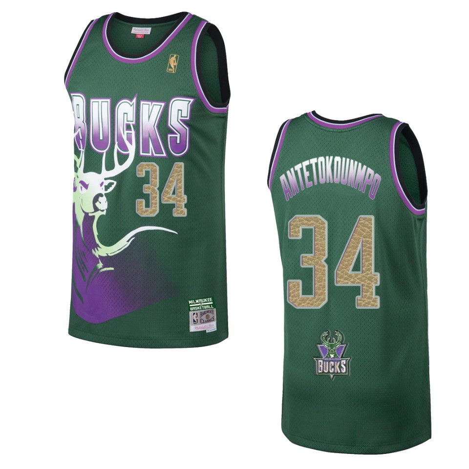 Bucks Giannis Antetokounmpo 2021 Hardwood Classics Buckskins limited Jersey Green