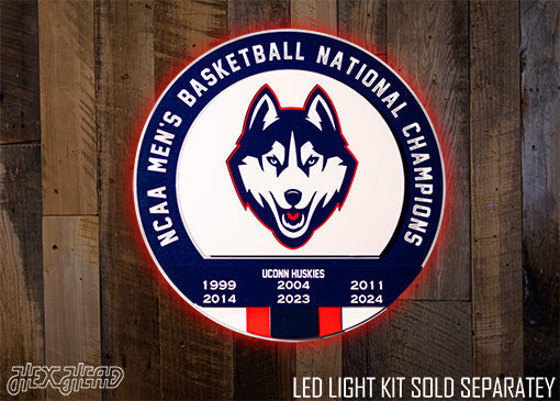 Connecticut UCONN Huskies DYNASTY- Men's Basketball Championships w/ Replaceable Icon Plate  3D Vintage Metal Wall Art