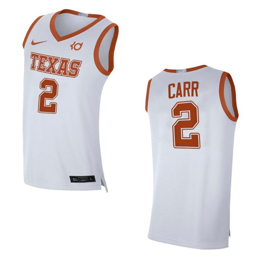 Texas Longhorns Marcus Carr Alumni Player Limited 2021 Top Transfers Jersey White