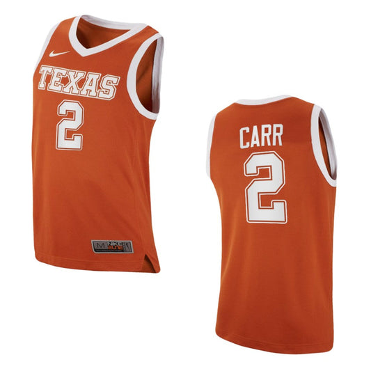 Texas Longhorns Marcus Carr College Basketball 2021 Top Transfers Jersey Orange