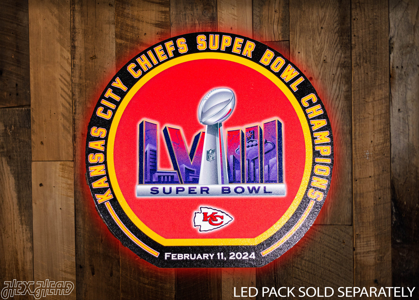 VARSITY Collection- SINGLE layer Kansas City Chiefs Super Bowl LVIII Metal Wall Art